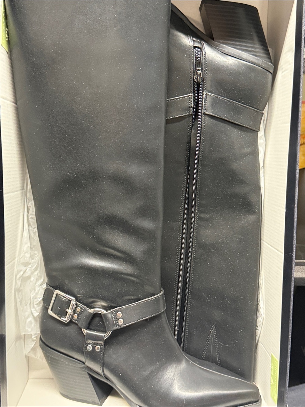 INC International Concepts Black Knee-High Harness Boots SZ 9M NWT